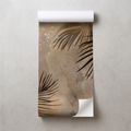 PAPIER PEINT PANORAMIQUE ADHÉSIF – FEUILLES DE PALMIER DORÉES SUR GRIS - PAPIER PEINT FEUILLES - PAPIERS PEINTS PANORAMIQUES