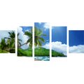 TABLEAU EN 5 PARTIES – PLAGE MAGNIFIQUE SUR L'ÎLE DES SEYCHELLES - TABLEAUX DE LA NATURE ET DES PAYSAGES - TABLEAUX