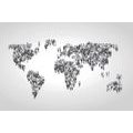 SELF ADHESIVE WALLPAPER BLACK AND WHITE WORLD MAP CONSISTING OF PEOPLE - SELF-ADHESIVE WALLPAPERS - WALLPAPERS