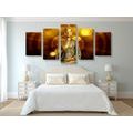 5-PIECE CANVAS PRINT BUDDHA STATUE WITH AN ABSTRACT BACKGROUND - PICTURES FENG SHUI - PICTURES