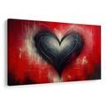 WANDBILD HERZ AUF ROTEM HINTERGRUND - BILDER MIT LIEBESMOTIVEN - BILDER