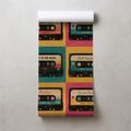 TAPETE RETRO BUNTE AUDIOKASSETTEN - MUSIK FOTOTAPETEN - TAPETEN
