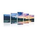5-PIECE CANVAS PRINT ROMANTIC SUNSET IN THE MOUNTAINS - PICTURES OF NATURE AND LANDSCAPE - PICTURES
