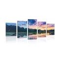 IMPRESSION SUR TOILE EN 5 PARTIES COUCHER DE SOLEIL ROMANTIQUE DANS LES MONTAGNES - IMPRESSION SUR TOILE DE NATURE ET PAYSAGE - IMPRESSION SUR TOILE