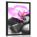 POSTER BEAUTIFUL INTERPLAY OF STONES AND ORCHIDS - FENG SHUI - POSTERS