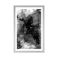 POSTER WITH MOUNT MODERN MEDIA PAINTING IN BLACK AND WHITE - BLACK AND WHITE - POSTERS