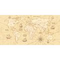 DECORATIVE PINBOARD WORLD MAP WITH BOATS - PICTURES ON CORK - PICTURES
