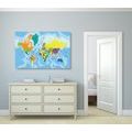 CANVAS PRINT COLORED WORLD MAP - PICTURES OF MAPS - PICTURES