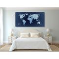 CANVAS PRINT WORLD MAP IN SHADES OF BLUE - PICTURES OF MAPS - PICTURES