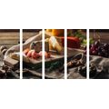 5-PIECE CANVAS PRINT VARIATIONS OF CHEESE ON A BOARD - PICTURES OF FOOD AND DRINKS - PICTURES