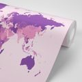 CARTA DA PARATI ADESIVA MAPPA DETTAGLIATA DEL MONDO IN COLORE VIOLA - CARTA DA PARATI AUTOADESIVE - CARTA DA PARATI