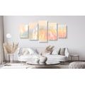 5-PIECE CANVAS PRINT CASTLE IN A PASTEL LANDSCAPE - PICTURES OF NATURE AND LANDSCAPE - PICTURES