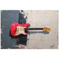 SELBSTKLEBENDE FOTOTAPETE ROTE E-GITARRE AUF ABSTRAKTEM HINTERGRUND - MUSIK FOTOTAPETEN - TAPETEN