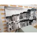 CANVAS PRINT OIL PAINTING OF VENICE IN BLACK AND WHITE - BLACK AND WHITE PICTURES - PICTURES