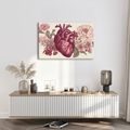 WANDBILD HERZ UND BLUMEN IN HARMONIE - BILDER BLUMEN - BILDER