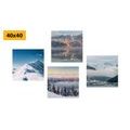 CANVAS PRINT SET SNOWY MOUNTAINS - SET OF PICTURES - PICTURES