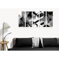 5-PIECE CANVAS PRINT ABSTRACT GEOMETRY IN BLACK AND WHITE - BLACK AND WHITE PICTURES - PICTURES