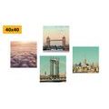 CANVAS PRINT SET OF CITIES IN SOFT TONES - SET OF PICTURES - PICTURES