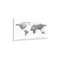 CANVAS PRINT BEAUTIFUL WORLD MAP IN BLACK AND WHITE - PICTURES OF MAPS - PICTURES