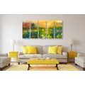 5-PIECE CANVAS PRINT OIL PAINTING OF MEADOW FLOWERS - PICTURES OF NATURE AND LANDSCAPE - PICTURES