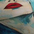 WANDBILD TÜRKISES PORTRÄT MIT ROTEN LIPPEN - WANDBILDER FRAUEN - BILDER