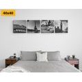 CANVAS PRINT SET HISTORICAL WEALTH IN BLACK AND WHITE - SET OF PICTURES - PICTURES