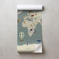 SAMOLEPÍCÍ TAPETA ILUSTROVANÁ MAPA SVĚTA SE ZVÍŘATY - DĚTSKÉ TAPETY - TAPETY