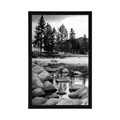 POSTER LAKE IN BEAUTIFUL NATURE IN BLACK AND WHITE - BLACK AND WHITE - POSTERS