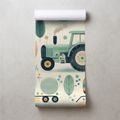TAPETA DĚTSKÉ TRAKTORY V PASTELOVÝCH BARVÁCH - DĚTSKÉ TAPETY - TAPETY