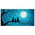 WANDBILD NÄCHTLICHE KATZEN IN BLAU - HALLOWEEN- UND HORROR-BILDER - BILDER