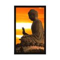 AFFICHE AVEC MONTURE LA STATUE DE BOUDDHA AU COUCHER DU SOLEIL - FENG SHUI - AFFICHES