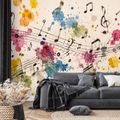 SELBSTKLEBENDE TAPETE BUNTE MUSIKNOTEN UND FLECKEN - MUSIK FOTOTAPETEN - TAPETEN