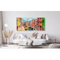 5-PIECE CANVAS PRINT PASTEL HOUSES IN A TOWN - PICTURES OF CITIES - PICTURES