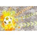 TAPETA FUTBALOVÁ LOPTA NA TEHLOVEJ STENE - STREET ART TAPETY - TAPETY