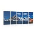 5-PIECE CANVAS PRINT NIGHT LANDSCAPE IN NORWAY - PICTURES OF NATURE AND LANDSCAPE - PICTURES