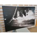 CANVAS PRINT SUNRISE ON A CARIBBEAN BEACH IN BLACK AND WHITE - BLACK AND WHITE PICTURES{% if product.category.pathNames[0] != product.category.name %} - PICTURES{% endif %}