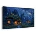 OBRAZ KOUZELNÁ VÁNOČNÍ NOC V LESE - BAREVNÉ DOMY - OBRAZY