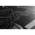 CANVAS PRINT ETHNIC FLOWERS IN BLACK AND WHITE - BLACK AND WHITE PICTURES - PICTURES