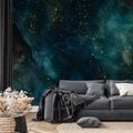 ZELFKLEVEND FOTOBEHANG DONKERBLAUWE ABSTRACTIE MET GOUD - FOTOBEHANG ABSTRACT - FOTOBEHANG