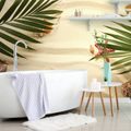 SELF ADHESIVE WALL MURAL SEASHELLS UNDER PALM LEAVES - SELF-ADHESIVE WALLPAPERS - WALLPAPERS