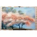 CANVAS PRINT BLOOMING TREES IN WATERCOLOR DESIGN - PICTURES OF NATURE AND LANDSCAPE - PICTURES