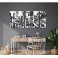 5-PIECE CANVAS PRINT ABSTRACT CITYSCAPE IN BLACK AND WHITE - BLACK AND WHITE PICTURES - PICTURES