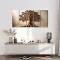 5-DÍLNÝ OBRAZ HNĚDÝ STROM ŽIVOTA S PLASTICKÝM EFEKTEM - 5-DÍLNÉ OBRAZY - TOTÁLNÍ VÝPRODEJ 🔥