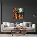 QUADRO SU TELA – GATTO NERO SOTTO LA LUNA PIENA - QUADRI HALLOWEEN E HORROR - STAMPE E QUADRI