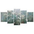 5-TEILIGES WANDBILD BLUMENFELD IM NEBEL - BILDER BLUMEN - BILDER