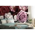 WALL MURAL BOUQUET OF ROSES IN RETRO STYLE - WALLPAPERS VINTAGE AND RETRO - WALLPAPERS