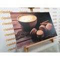 CANVAS PRINT COFFEE WITH CHOCOLATE MACARONS - PICTURES OF FOOD AND DRINKS - PICTURES