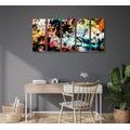 5-PIECE CANVAS PRINT UNIQUE GRAFFITI ART - POP ART PICTURES - PICTURES