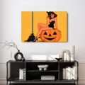 WANDBILD SEXY HEXE AUF EINEM KÜRBIS - HALLOWEEN- UND HORROR-BILDER - BILDER
