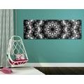 CANVAS PRINT MANDALA WITH INTERESTING ELEMENTS IN THE BACKGROUND BLACK AND WHITE - BLACK AND WHITE PICTURES{% if product.category.pathNames[0] != product.category.name %} - PICTURES{% endif %}
